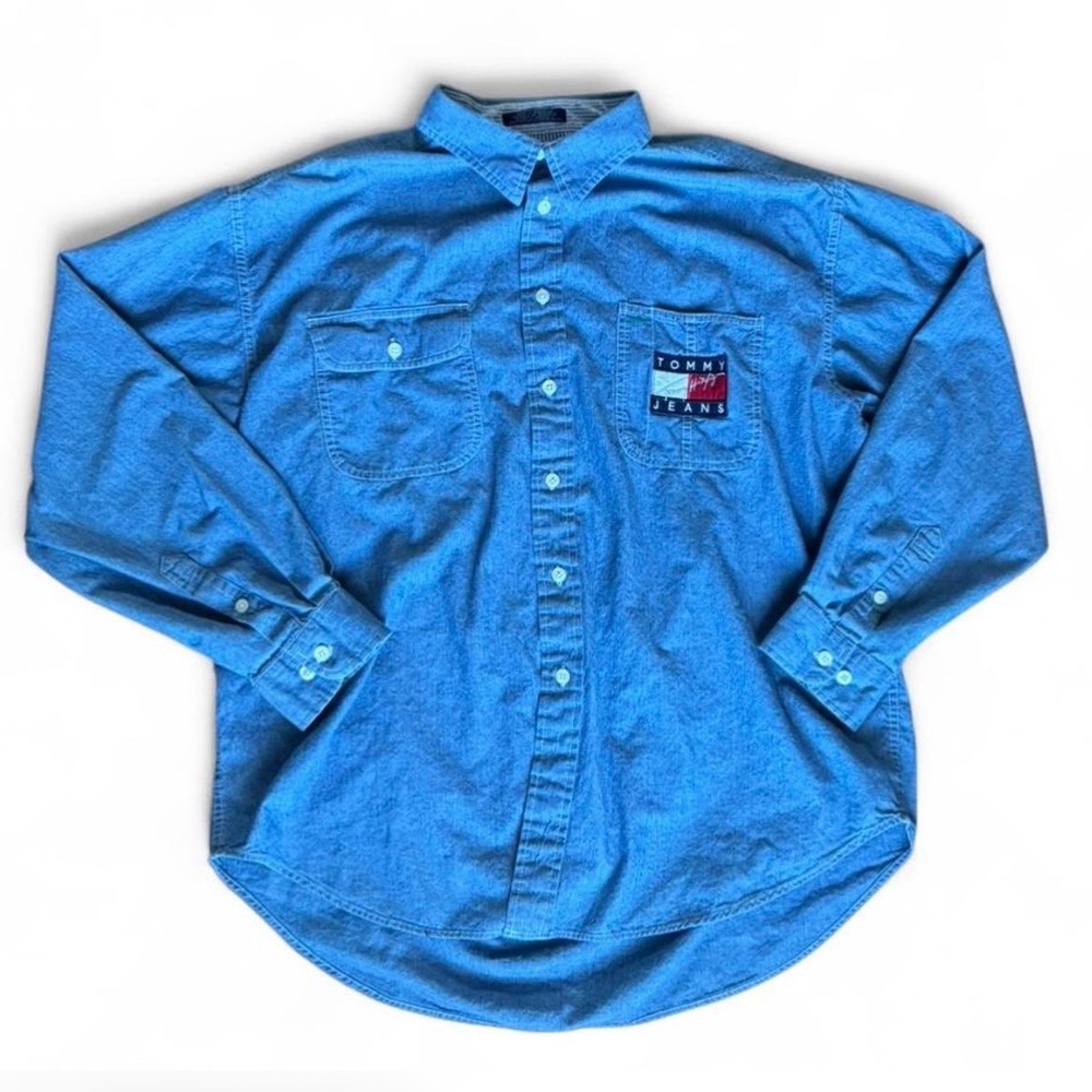 Tommy Jeans 90s Logo Denim Button Up Shirt XL